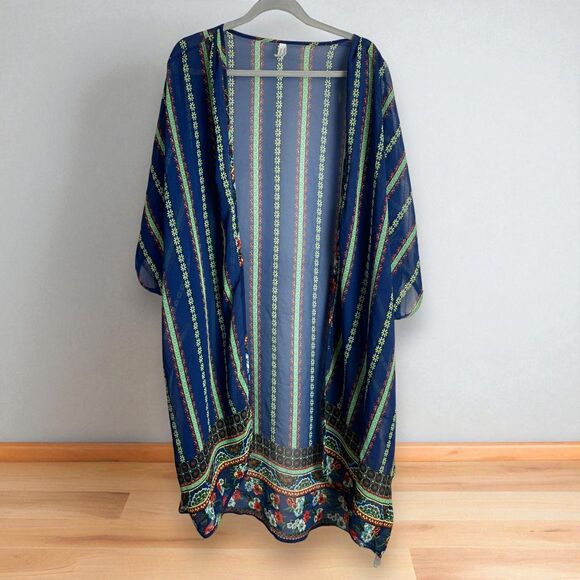 Live 4 Truth Kimono Cover Up 3X Boho Sheer High Low Layering Piece Autumn Chic - Picture 1 of 10